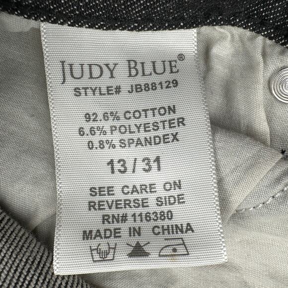 Judy Blue Jeans Women 13/31 Black Skinny Fit Button Fly Stretch Distressed Denim - Picture 7 of 12